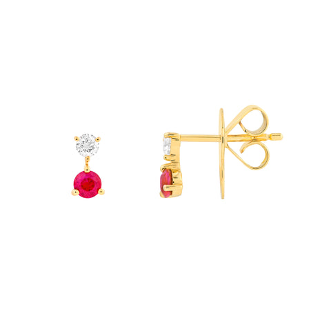 Ruby & Diamond Stud Earrings (1/8tcw)