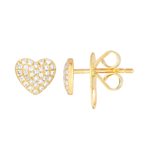 Pave Diamond Heart Stud Earrings (1/5tcw)