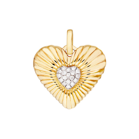 Pave Diamond Fluted Heart Locket (1/15tcw)