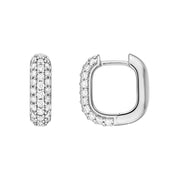 3 Row Pave Diamond Paper Clip Huggies (5/8tcw)