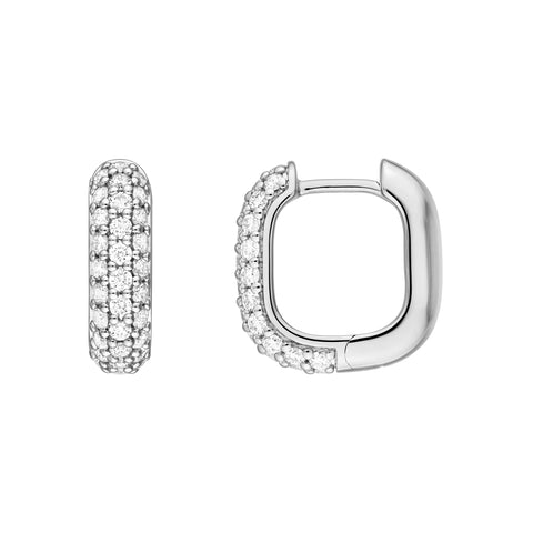 3 Row Pave Diamond Paper Clip Huggies (5/8tcw)