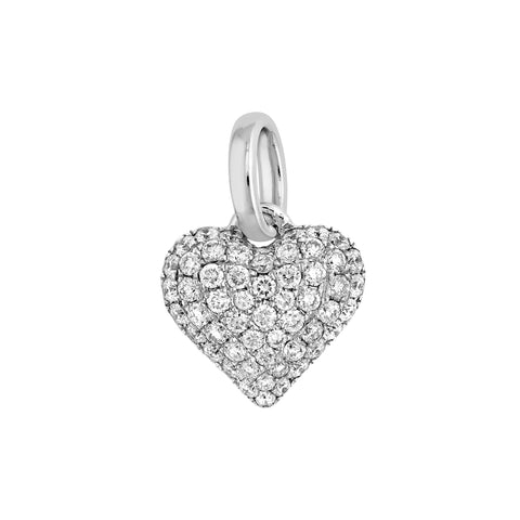 Pave Diamond Heart Pendant (3/8tcw) in White Gold