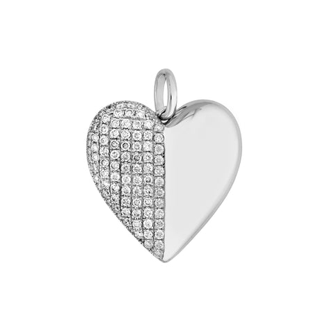 50/50 Diamond Heart Pendant (5/8tcw) in White Gold