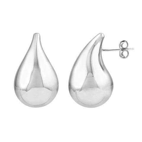 Sterling Silver Puff Teardrop Earrings