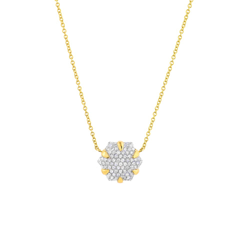 Diamond Pave Hexagon Pendant Necklace