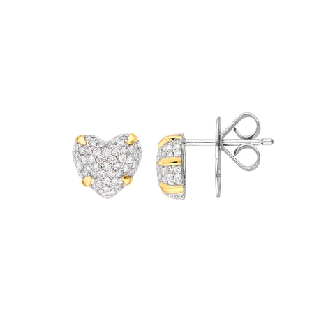 Diamond Pave Heart Stud Earrings (1/2tcw)