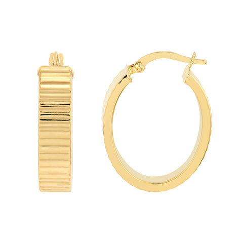 Ridged Rectangular Tube Hoop Earrings