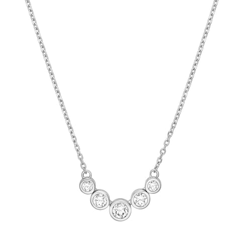 Bezel Set 5 Stone Graduated Diamond Necklace (3/4tcw)