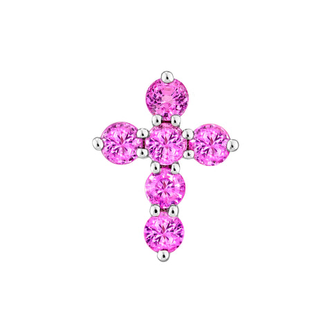 Pink Sapphire Stone Cross Pendant