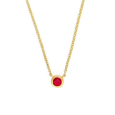 3mm Ruby Stone Bezel Necklace