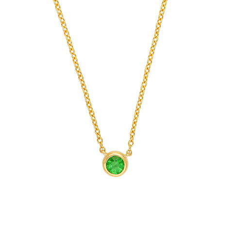 3mm Tsavorite Stone Bezel Necklace