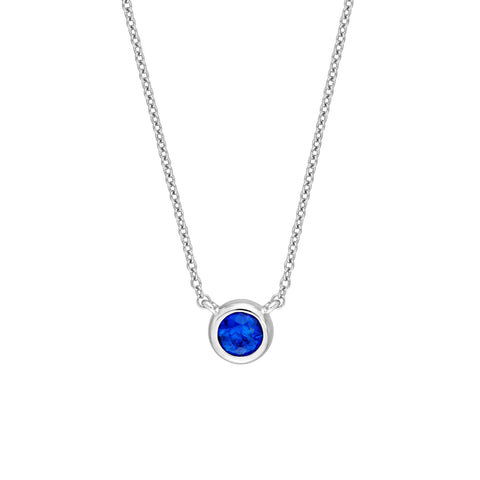 4mm Sapphire Stone Bezel Necklace