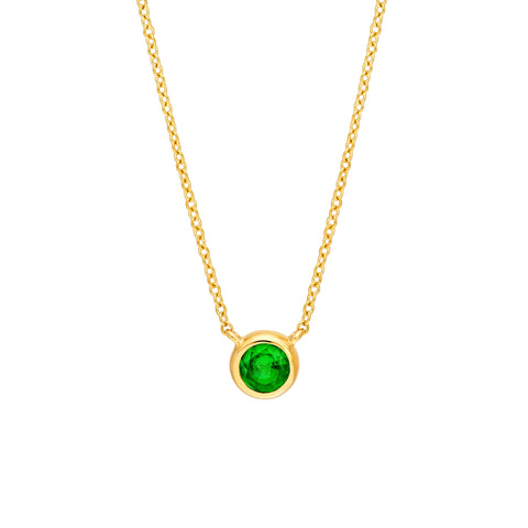 4mm Tsavorite Stone Bezel Necklace