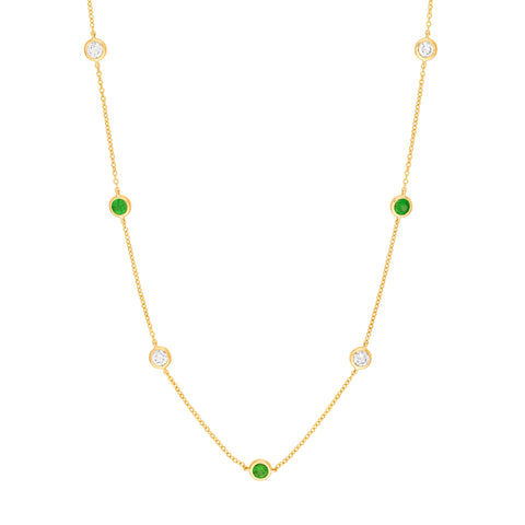 1/8tcw Diamond & Tsavorite Bezel Station Necklace