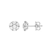 1tcw Diamond Cluster Stud Earrings