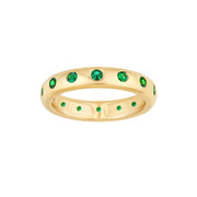 3/8tcw Round Emerald Straight Band Ring